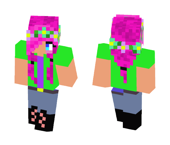 Download Free Ponytail Flower Crown Girl Skin for Minecraft image 1 Ponytail Flower Crown Girl - Flower Crown Minecraft Skins - image 1
