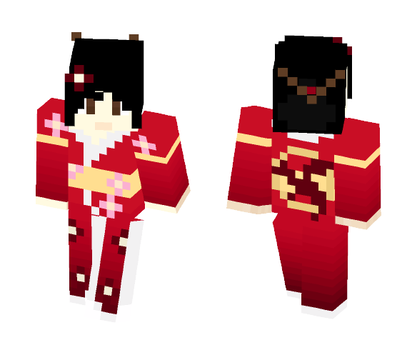Download Free japanese girl in red dragon kimono Skin for Minecraft image 1 japanese girl in red dragon kimono - Girl Minecraft Skins - image 1
