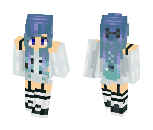 Download Free Black And White Shirt Girl Skin for Minecraft image 1 Black And White Shirt Girl - Girl Minecraft Skins - image 1