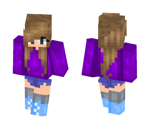 Download Free Purple sweater Kawaii skin ^_^ Skin for Minecraft image 1 Purple sweater Kawaii skin ^_^ - Kawaii Minecraft Skins - image 1