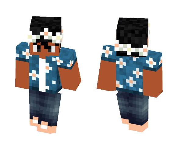 Download Free Hawaiian shirt with floral headband Skin for Minecraft image 1 Hawaiian shirt with floral headband - Male Minecraft Skins - image 1
