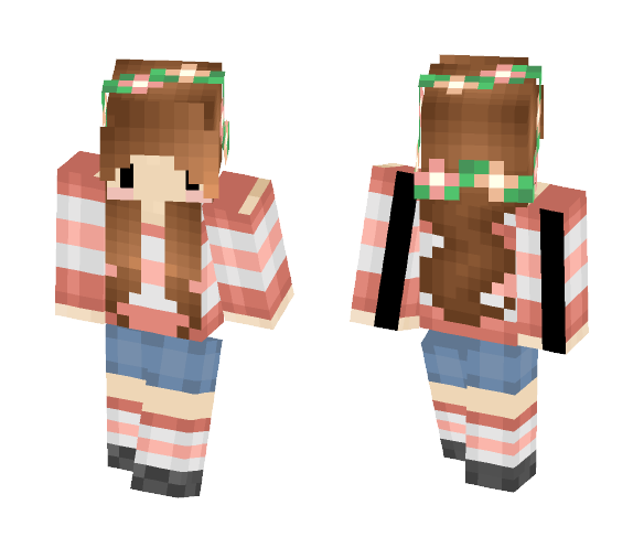 Download Free Pink Flower Girl Skin for Minecraft image 1 Pink Flower Girl - Girl Minecraft Skins - image 1