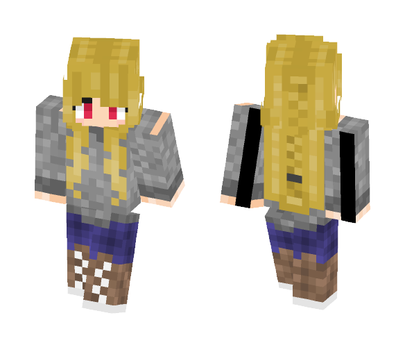 Download Free Blonde Girl in a grey Hoodie Skin for Minecraft image 1 Blonde Girl in a grey Hoodie - Girl Minecraft Skins - image 1