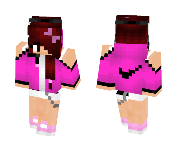 Download Free Me in Pink Hoodie Skin for Minecraft image 1 Me in Pink Hoodie - Female Minecraft Skins - image 1