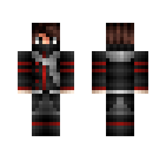 Red and Black Suit and Brown Hair