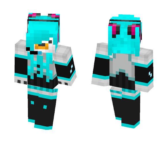Hatsune Miku Polarbear Cosplay - Male Minecraft Skins - image 1