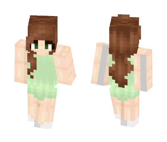 Download Free Brunette in a Green Dress Skin for Minecraft image 1 Brunette in a Green Dress - Female Minecraft Skins - image 1