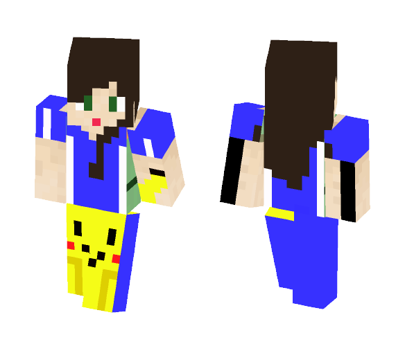 Download Free Girl Ash with Pikachu Skin for Minecraft image 1 Girl Ash with Pikachu - Girl Minecraft Skins - image 1