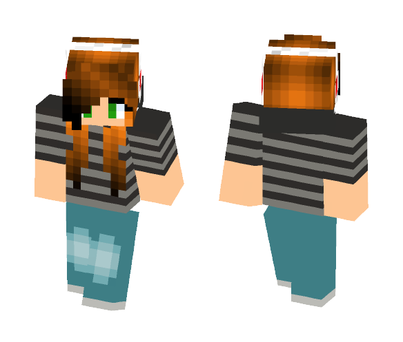 Denim Headphone Girl - Girl Minecraft Skins - image 1