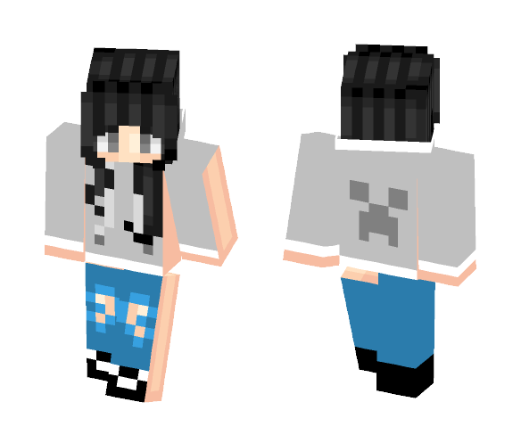 **Creeper Hoodie Girl** - Male Minecraft Skins - image 1