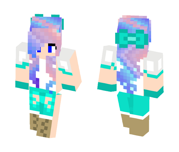 Download Free **Pastel Galaxy Hair Girl** Skin for Minecraft image 1 **Pastel Galaxy Hair Girl** - Color Haired Girls Minecraft Skins - image 1