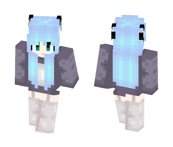 Download Free -Blue Hair Girl s2 Skin for Minecraft image 1 -Blue Hair Girl s2 - Color Haired Girls Minecraft Skins - image 1