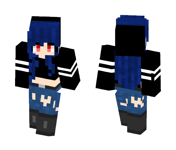 Dark Blue Haired Girl - Color Haired Girls Minecraft Skins - image 1