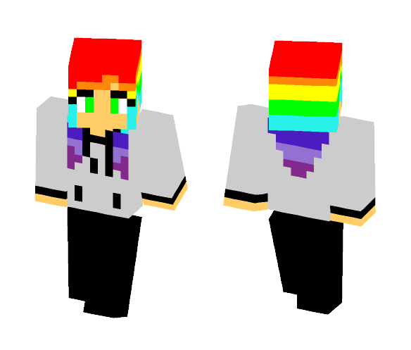 Download Free Rainbow Hair (Girl) Skin for Minecraft image 1 Rainbow Hair (Girl) - Color Haired Girls Minecraft Skins - image 1