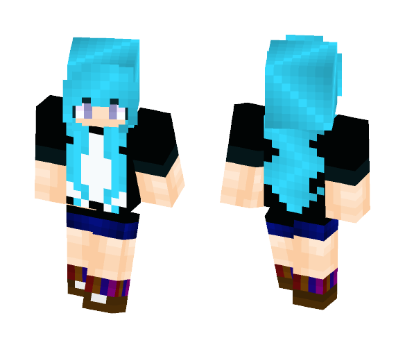 Download Free Blue Hair Girl Who Likes Undertale! Skin for Minecraft image 1 Blue Hair Girl Who Likes Undertale! - Color Haired Girls Minecraft Skins - image 1