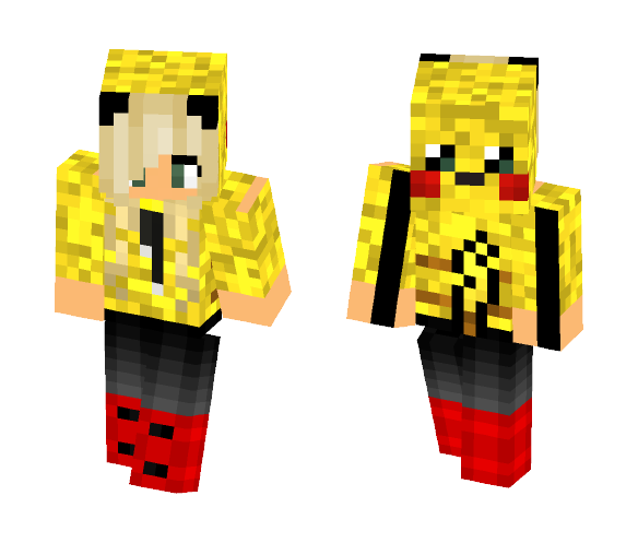 Download Free Pikachu Hoodie Girl Skin for Minecraft image 1 Pikachu Hoodie Girl - Girl Minecraft Skins - image 1