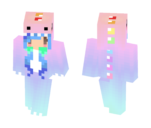 Download Free Pastel Rainbow Dinosaur Girl Skin for Minecraft image 1 Pastel Rainbow Dinosaur Girl - Girl Minecraft Skins - image 1