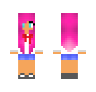 Girl with pink hair and a bow