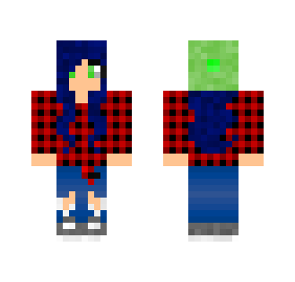 Blue Haired Girl W/ Plaid Shirt