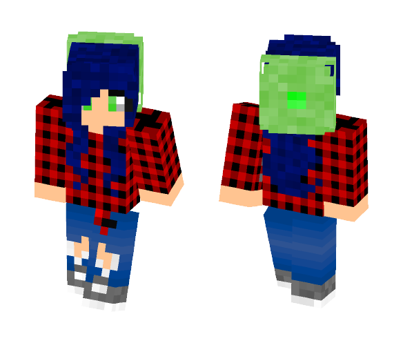 Download Free Blue Haired Girl W/ Plaid Shirt Skin for Minecraft image 1 Blue Haired Girl W/ Plaid Shirt - Color Haired Girls Minecraft Skins - image 1