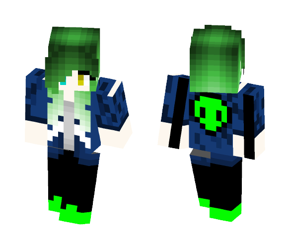 Alien Fangirl (Green Hair) ~Aleks - Color Haired Girls Minecraft Skins - image 1