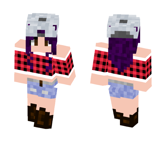 Download Free Purple Haired Girl and Flannel Skin for Minecraft image 1 Purple Haired Girl and Flannel - Color Haired Girls Minecraft Skins - image 1