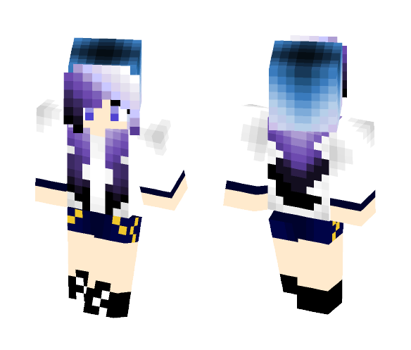 Download Free Blue and Purple Hair Girl Skin for Minecraft image 1 Blue and Purple Hair Girl - Color Haired Girls Minecraft Skins - image 1