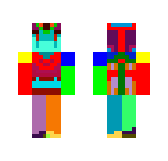 patchwork rainbow clay golem
