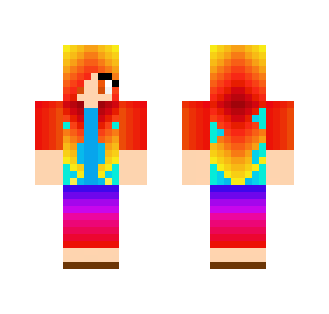 Flame Haired Rainbow Girl - Color Haired Girls Minecraft Skins - image 2