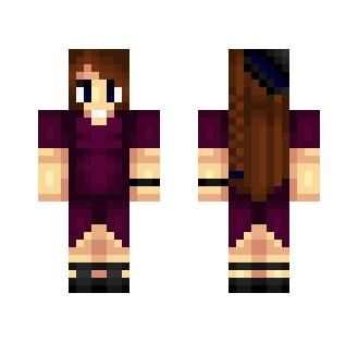 Burgundy Dress - Female Minecraft Skins - image 2