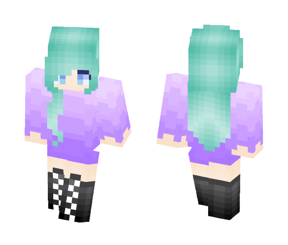 Download Free Blue hair girl ◕ ◡ ◕ Skin for Minecraft image 1 Blue hair girl ◕ ◡ ◕ - Color Haired Girls Minecraft Skins - image 1