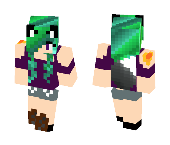 Sea haired wolf girl - Color Haired Girls Minecraft Skins - image 1