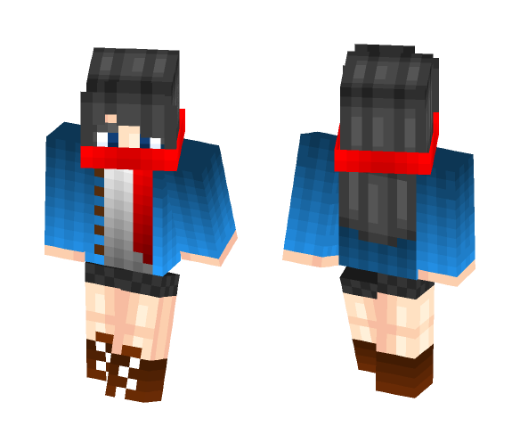 Download Free Girl with red scarf Skin for Minecraft image 1 Girl with red scarf - Female Minecraft Skins - image 1
