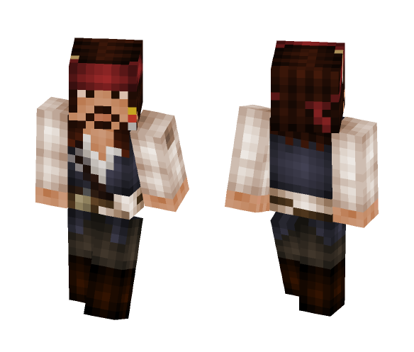 Download Free Captain Jack Sparrow - Pirates of the Caribbean Series Skin for Minecraft image 1 Captain Jack Sparrow - Pirates of the Caribbean Series - Male Minecraft Skins - image 1